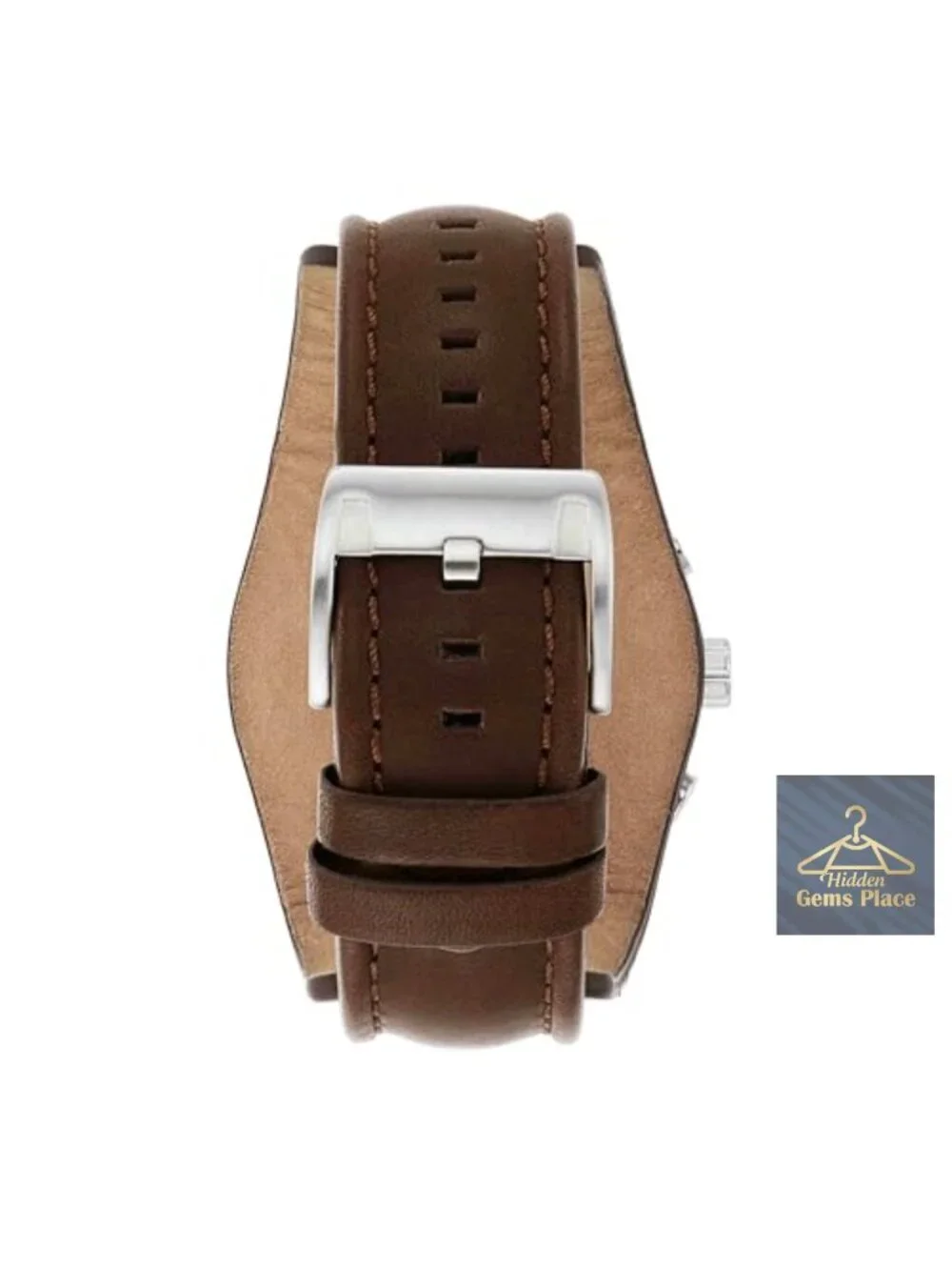 Men's Fossil Quartz Chronograph Leather Strap Watch 44mm Water Resistant